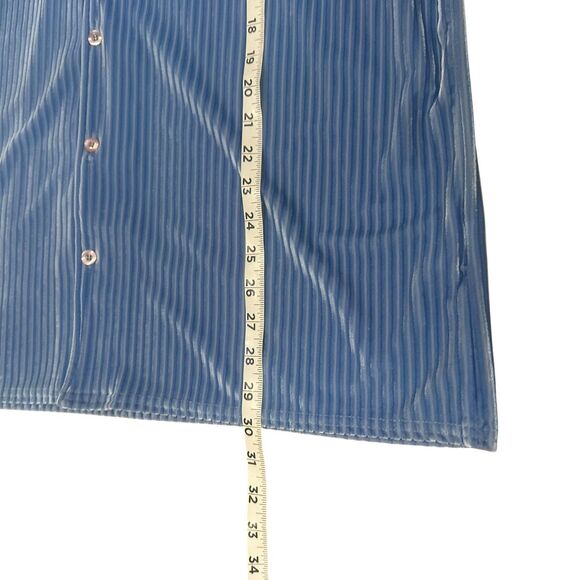 Vintage Positano Shirt Mens XL Blue Velvet Iridescent Button Up Disco Rave - Picture 4 of 15